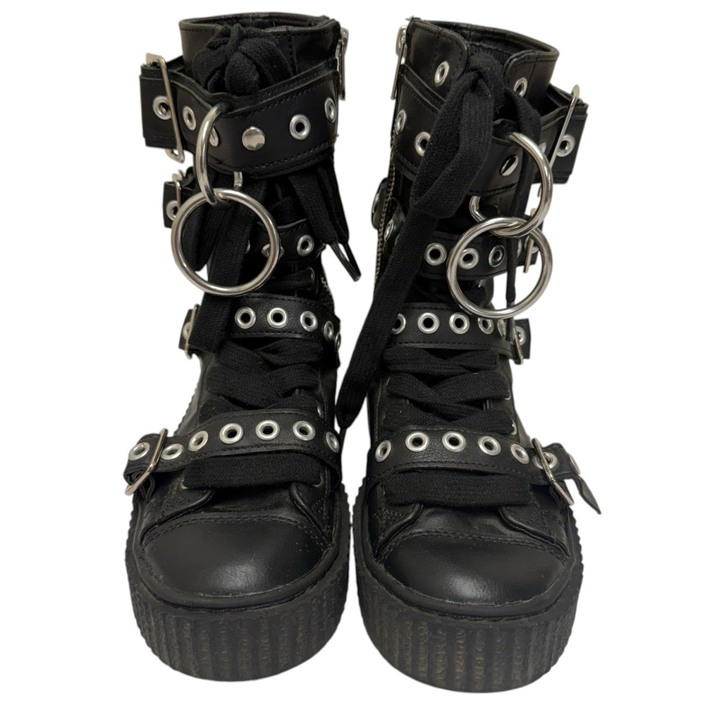 Demonia SNEEKER-320 Women's Size 6 Black Vegan Leather Creeper Platform Boots